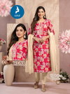 Hena By Kaya Vatican Printed Kurti With Bottom Dupatta Wholesale Online